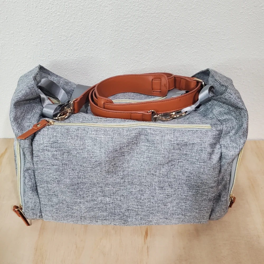 mommore Gray Breast Pump Diapaer Bag With Changing Mat